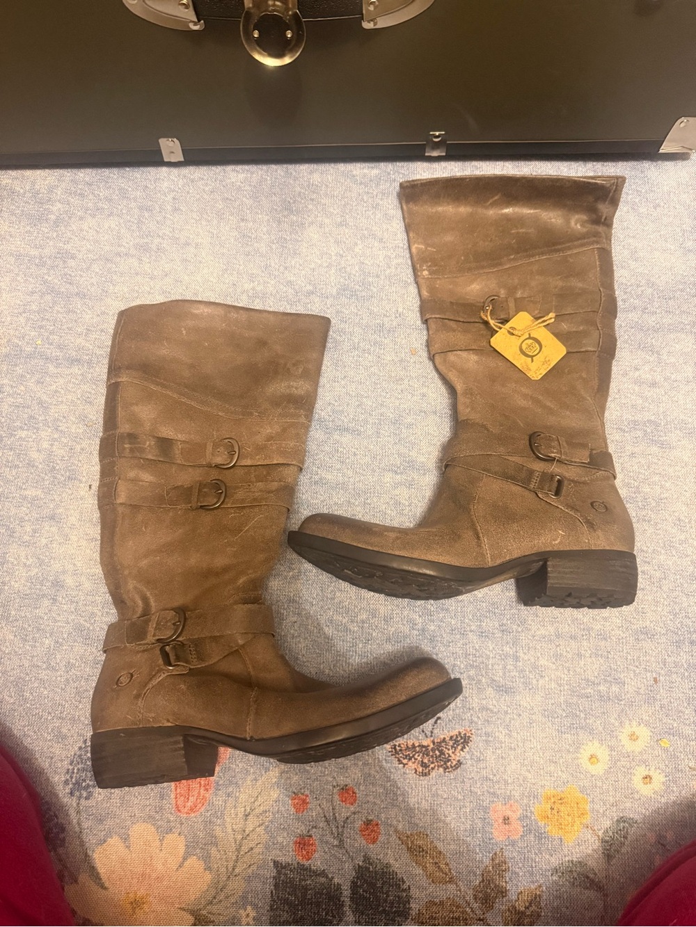 Born Brown Suede Mid-Calf Buckle Boots